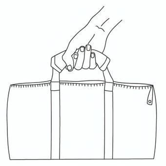カバンを持つ 手,指,カバン,握る,両手,手元,持ち手,布,動作,外出のイラスト素材