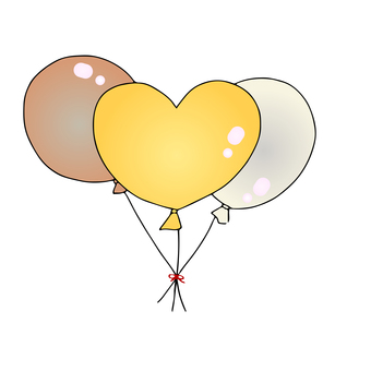 ハートバルーン（ゴールド） 風船,ふうせん,遊園地,パーティー,お祝い,バルーン,シンプル,キッズ,こども,イベントのイラスト素材