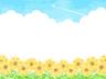 水彩のひまわり畑と青空の風景イラスト 水彩のひまわり畑と青空の風景イラスト 夏,水彩,ひまわりのイラスト素材