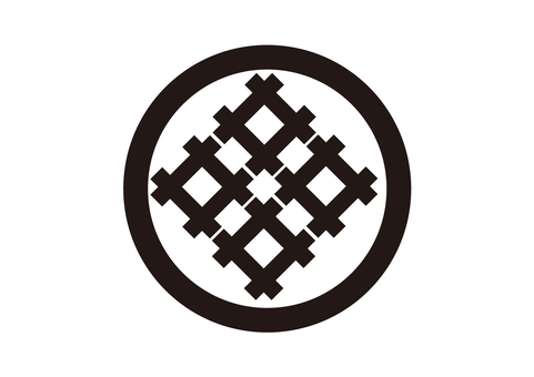 丸に四つ井筒 井筒,角立組井筒,井桁,格子,紋様,紋付,甲冑,家系,家紋,黒のイラスト素材