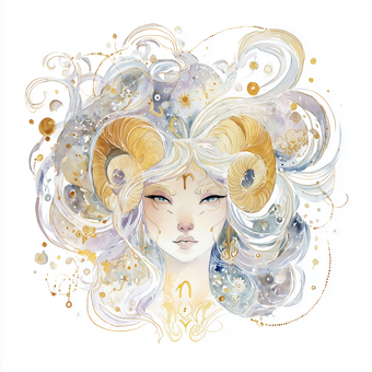 金色の角を持つ牡羊座の女性