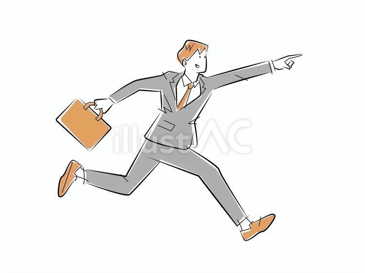 ビジネスバッグを持って走る男性社員 男性,人物,走るのイラスト素材
