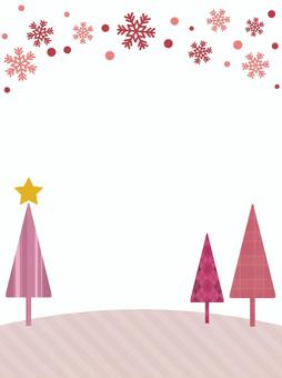 Frame of pink triangle trees and snowflakes, christmas, tree, winter, JPG and PNG