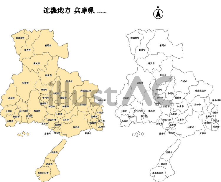 近畿地方　近畿　兵庫県　拡大　地名 近畿地方,近畿,兵庫県のイラスト素材