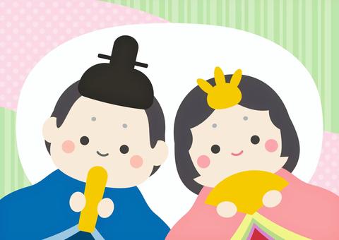 ひな祭りのおひな様とお内裏様 ひなまつり,春,ひな祭り,おひなさま,花,3月,つるし雛,つるし飾り,手描き,おしゃれのイラスト素材
