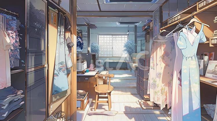 女性の部屋のアニメ背景 部屋,アニメ,背景のイラスト素材
