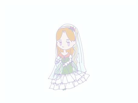 ベールを被った女の子 女の子,人,ベール,ドレス,フリル,カチューシャのイラスト素材