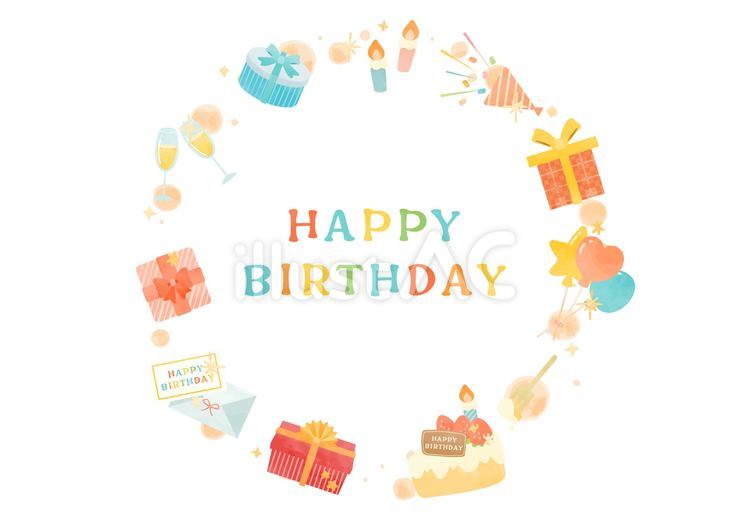 かわいい誕生日の円形フレーム 誕生日,円形,バースデーのイラスト素材