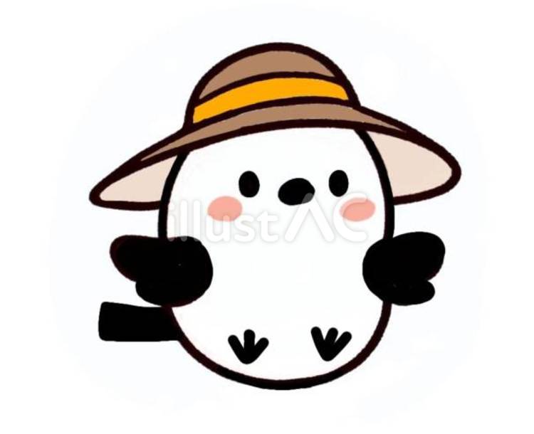 麦わら帽子をかぶったシマエナガ シマエナガ,鳥,麦わら帽子のイラスト素材