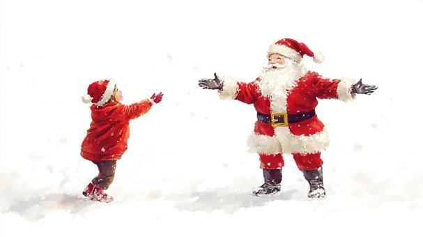 サンタクロースと子供が手を広げている サンタクロースと子供が手を広げている クリスマス,サンタクロース,子供のイラスト素材