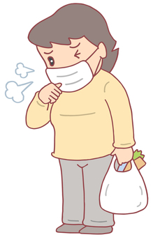 風邪・インフルエンザ 風邪,インフルエンザ,咳,感染症,マスク,体調不良,病気,女性,人物,イラストのイラスト素材