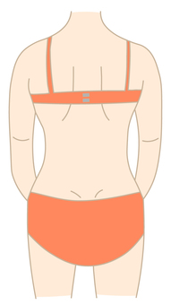 下着姿（後ろ姿） 下着,後ろ姿,人間,女性,ブラジャー,パンツ,肌色,背中のイラスト素材