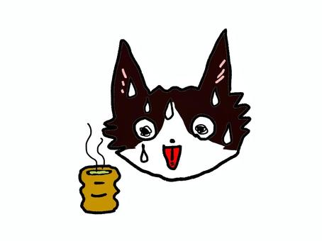 猫舌 動物,猫,お茶,熱い,猫舌,火傷,かわいい,イラスト,挿し絵,手書きのイラスト素材