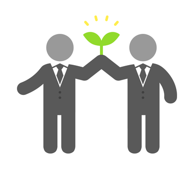 二人のネクタイの人物と芽生え 人物,芽生え,成長,成果,ビジネス,ネクタイ,スーツ,社会人,会社員,環境のイラスト素材