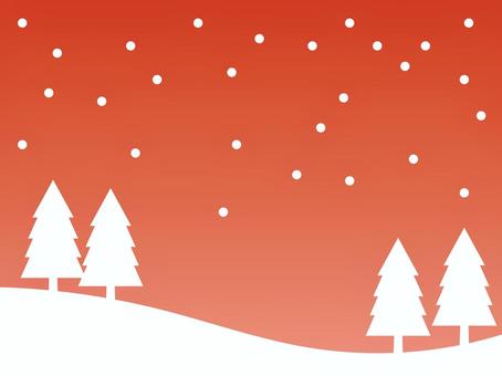 フラットな雪降る森背景A:赤G