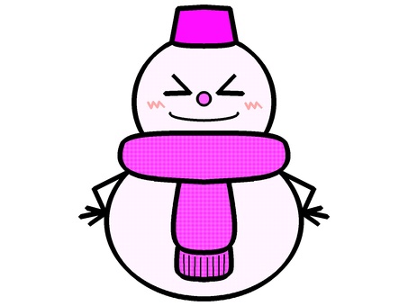 笑顔いっぱいの雪だるま『紫』 雪だるま,冬,雪,ポーズ,表情,笑顔,モチーフ,カラー,オリジナル,キャラのイラスト素材