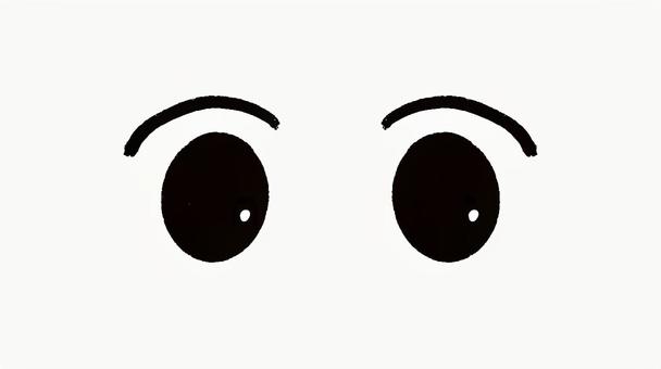 ハイライトあり黒目のイラスト素材　目だけ 目,瞳,人物,アイコン,手書き,シンプル,かわいい,ポップ,ゆるい,おしゃれのイラスト素材