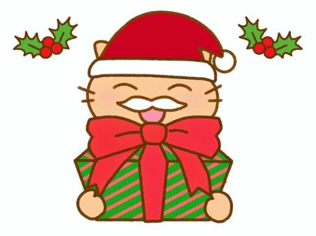 Santa present 2 tea tabby cat, , JPG and PNG