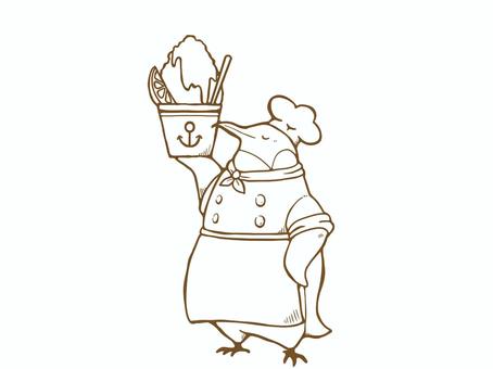 Penguin cook line drawing, penguin, shaved ice, cock, JPG and PNG