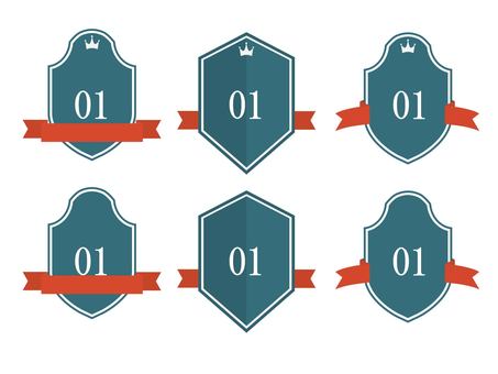 Illustration, shield, crown, ribbon, 