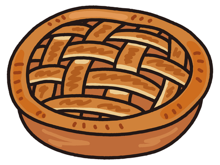 ホール型アップルパイ アップルパイ,パイ,りんご,ホール,パイ生地,タルト,スイーツ,サクサク,ティータイム,カフェのイラスト素材