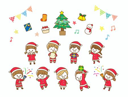 Illustration, boże narodzenie, święty mikołaj, renifer, 