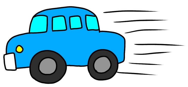 走る車青 乗り物,車,かわいい,走る,交通,手書きのイラスト素材