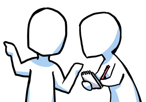 熱心にメモを取る人 メモ,取材,聞く,ビジネス,打ち合わせ,記録,シンプル,棒人間のイラスト素材