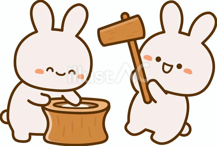 お月見・うさぎの餅つき お月見,月見,秋のイラスト素材
