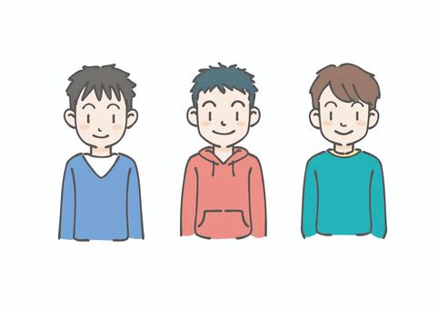 人物＿a45 人物,上半身,男の子,子供,小学生,笑顔,手描き,優しい,イラスト,シンプルのイラスト素材