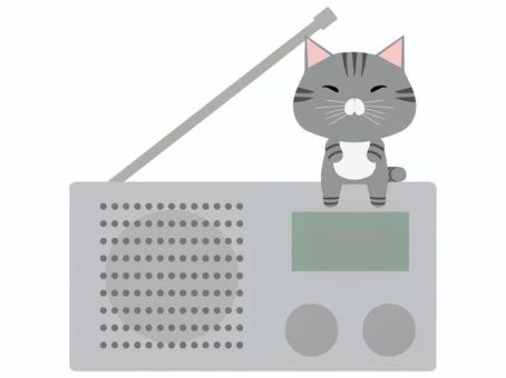 ラジオ_猫 ラジオ,猫,さばとら,動物,かわいい,防災のイラスト素材