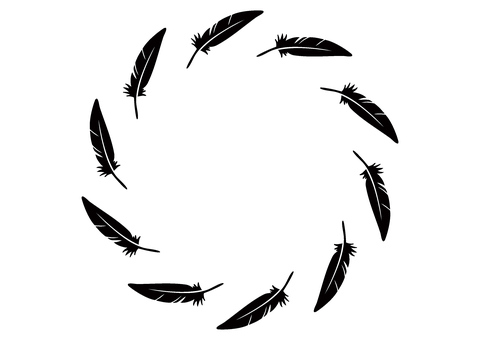 シンプルな羽のリングフレーム10枚　黒 羽,フレーム,リング,鳥,飾り枠,シンプル,可愛い,シルエット,イラスト,ベクターのイラスト素材