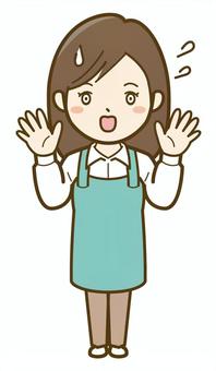 驚く女性店員_25 ビジネス,女性,人物,人,介護,キッチンカー,カフェ,仕事,かわいい,シンプルのイラスト素材