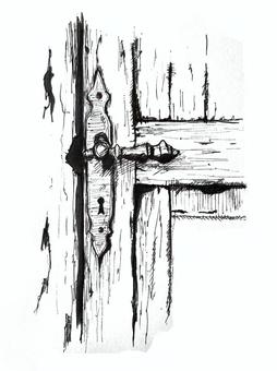 構造物３ 構造物,人工物,ドア,モノクロ,手描きのイラスト素材