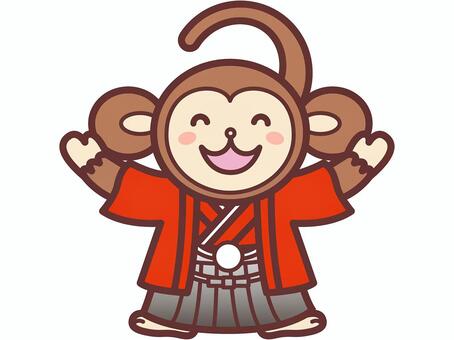 A monkey with a smiling face Banzai with a crest Hakama, JPG and AI A monkey with a smiling face Banzai with a crest Hakama, , JPG and AI