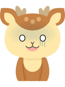鹿どん引き 鹿,どん引き,引く,苦笑い,バンビ,動物,茶色,角のイラスト素材