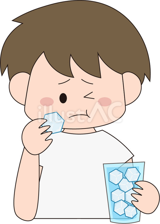 氷を食べる男性 氷,食べる,氷食症のイラスト素材