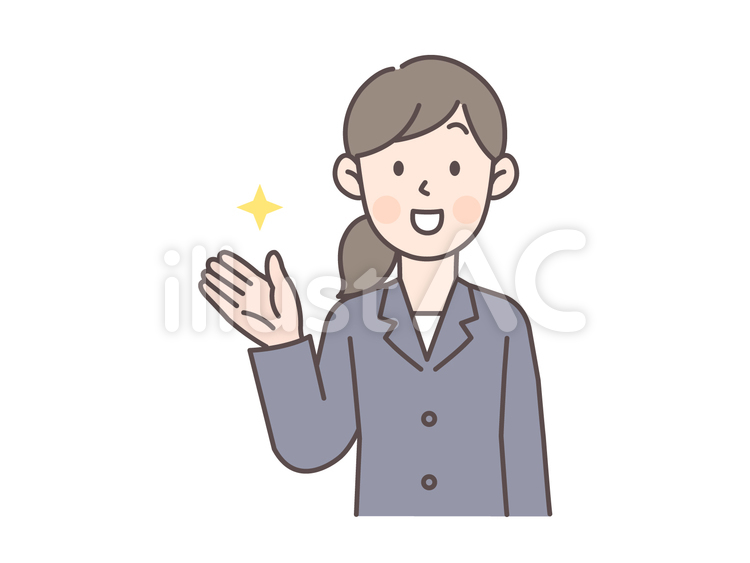 案内する会社員女性_笑顔 案内,お知らせ,人物のイラスト素材