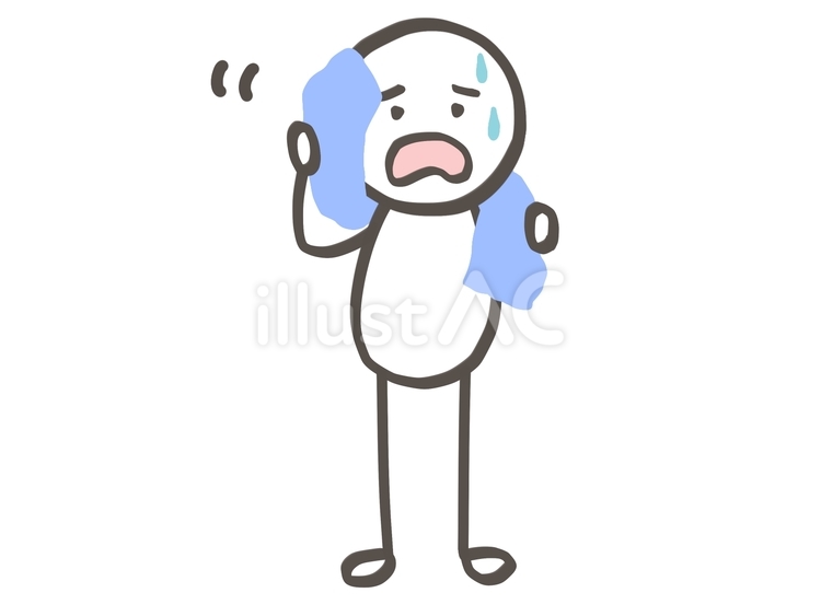 棒人間　暑すぎて汗止まらない 棒人間,人,タオルのイラスト素材