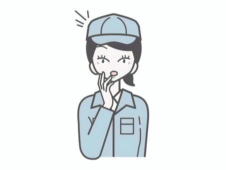 作業員女性｜気づく 女性,作業員,上半身,シンプル,かわいい,ベクター,おしゃれ,作業着,製造業,スタッフのイラスト素材