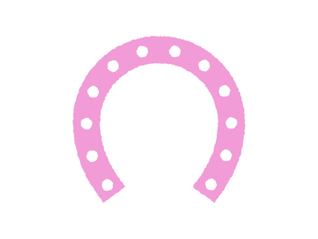 ラフな蹄鉄アイコン/ピンク アイコン,蹄鉄,フレーム,年賀状,年賀状素材,ベタ塗り,かわいい,馬,午年,うま年のイラスト素材