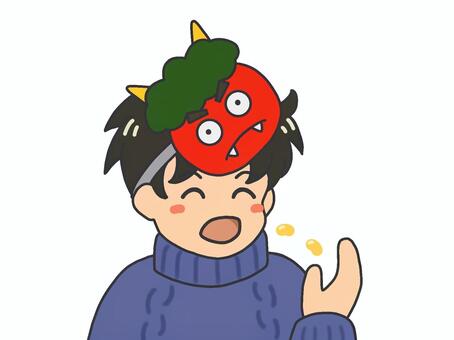 Illustration, setsubun, soybeans, eat, 