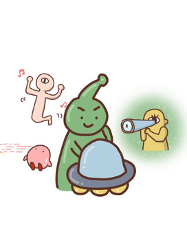 色々な仕事を持つ宇宙人 宇宙人,整備,ufo,テレパシー,監視のイラスト素材