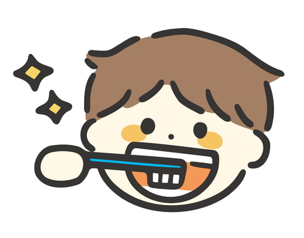 歯磨きする男の子のイラスト 歯磨き,歯,歯ブラシ,子供,男の子,幼児,園児,小学生,やさしい,かわいいのイラスト素材