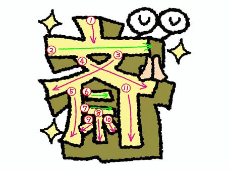 斎　漢字　書き順あり 斎,フォント,漢字,立体,文字絵,目,書き順,矢印,11画,可愛いのイラスト素材