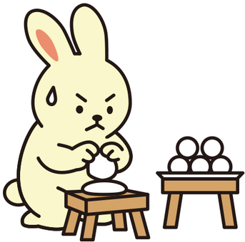 月見ウサギ4 月見,ウサギ,団子作り,団子,急ぎのイラスト素材