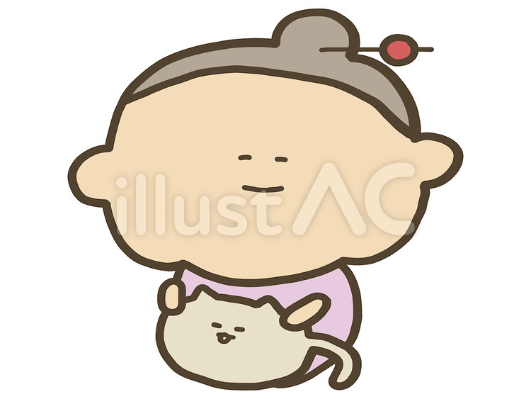 おばあちゃんと猫 おばあちゃん,猫,老人のイラスト素材