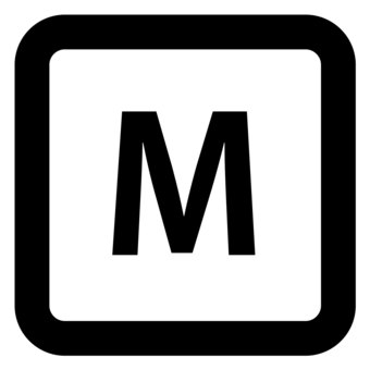 キーボード「M」アイコン m,パソコン,キーボード,アイコン,キーのイラスト素材