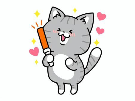 推し活！オレンジ担当の猫ちゃん ねこ,オレンジ担当,推し活,推し事,推しメン,好き,愛,オタ活,尊い,コンサートのイラスト素材