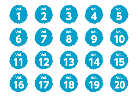 vol.1〜vol.20　セット　青系 数字,セット,アイコン,vol.,シンプル,1,2,3,4,5のイラスト素材